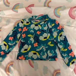 Carter's Floral Kids Swim Rashguard in Teal and Coral